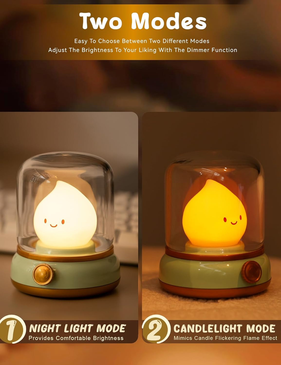 Flami - Cute Chibi Flame Lamp, Night Lamp Retro Rechargeable