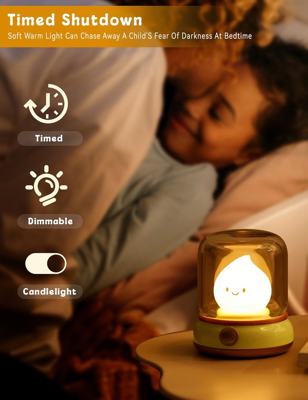 Flami - Cute Chibi Flame Lamp, Night Lamp Retro Rechargeable